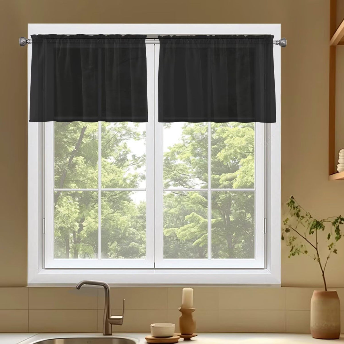 SpaceDresser Basic Rod Pocket Sheer Voile Window Curtain Panels White 1 Pair 2 Panels 52 Width 84 Inch Long for Kitchen Bedroom Children Living Room Yard(White,52 W x 84 L)
