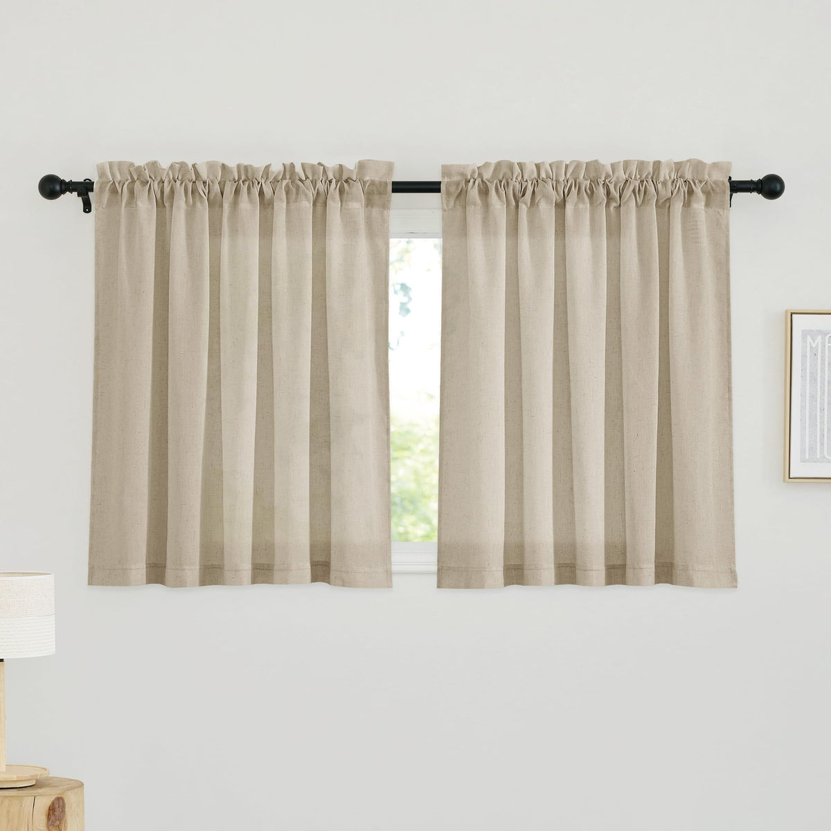 RYB HOME White Semi Sheer Curtains 84 inches Long for Living Room