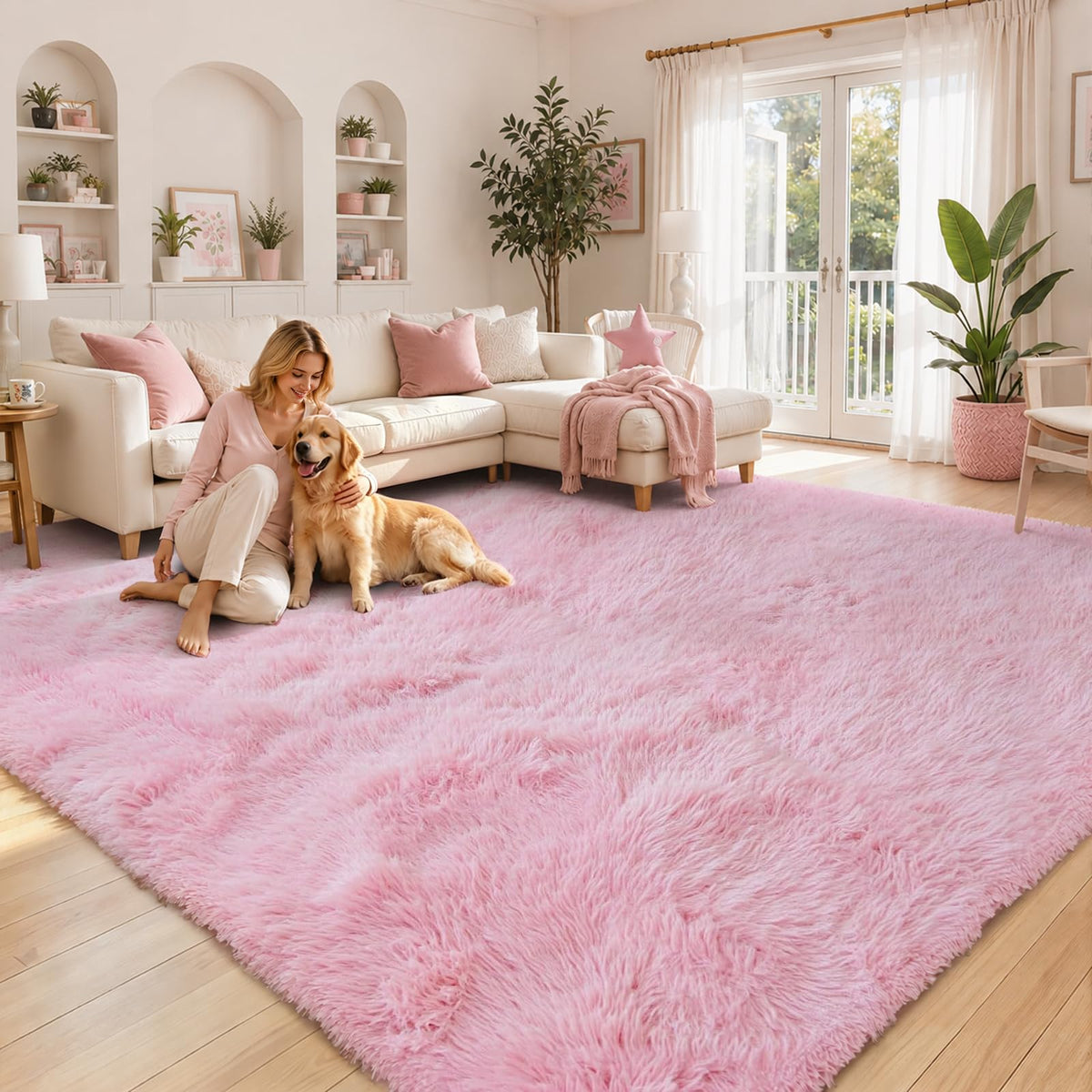 8x10 Area Rugs for Living Room,Light Grey Large Shaggy Soft Plush Furry Rug