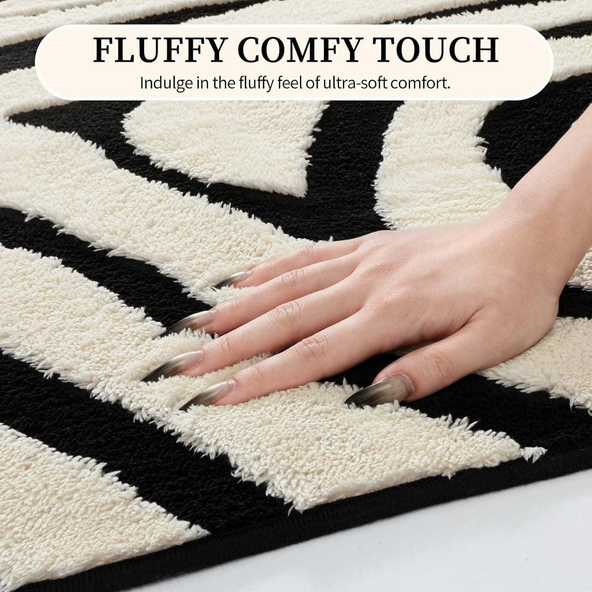 YIHOUSE 5×7 Ft Area Rugs for Living Room: Modern Washable Rug - Abstract Black and Cream White Rug for Bedroom Dining Room Office Playroom Nursery Home Decor - Nonslip Non-Shedding Striped Rugs