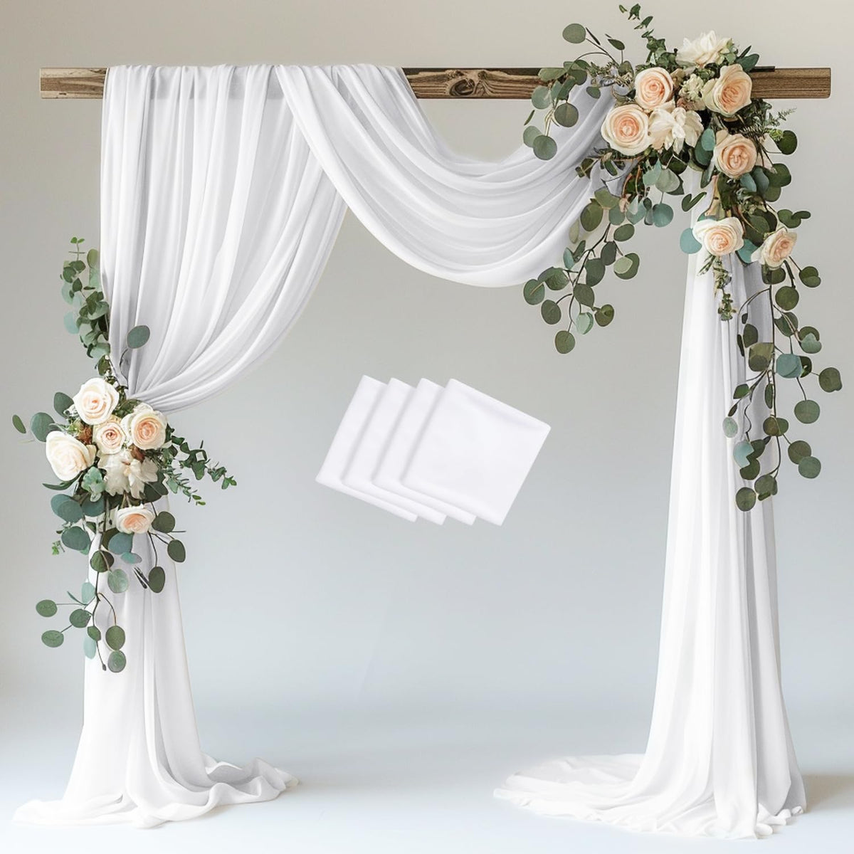 Wokceer White Wedding Arch Draping Fabric Backdrop Drapes Sheer 28.7"x 20FT