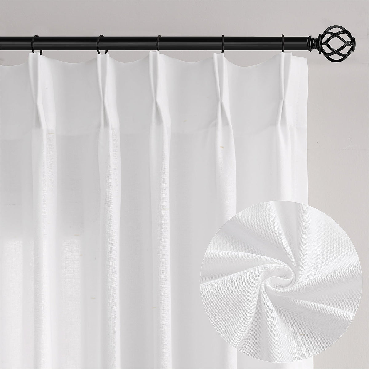 Cream 120 Inch Linen Curtains Pinch Pleated Extra Long Custom Made