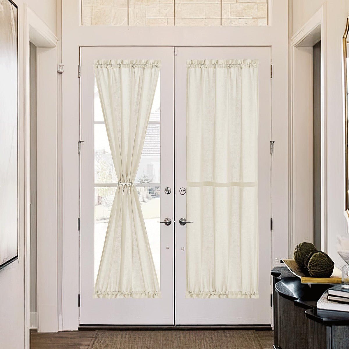 NICETOWN White 2 Panels French Door Curtains for Front Back Window Cover