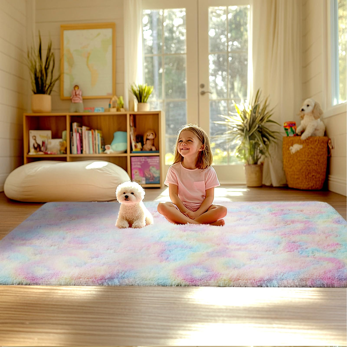 Fluffy Area Rug for Bedroom 5x7 Grey - Soft Shag Dorm Decor Carpet