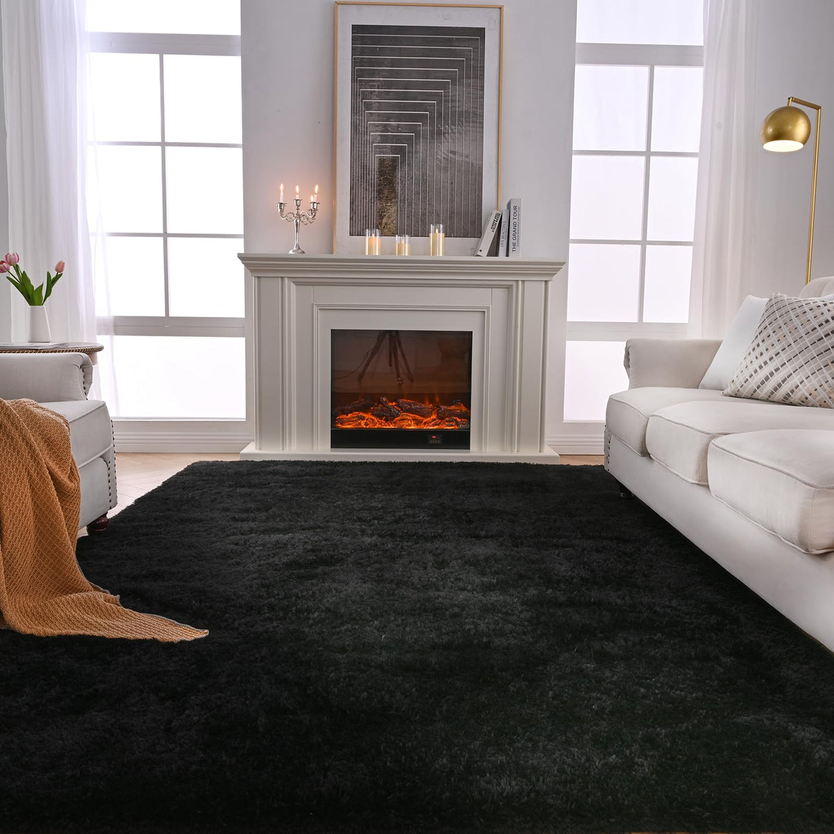 Fluffy Area Rug for Bedroom 5x7 Grey - Soft Shag Dorm Decor Carpet
