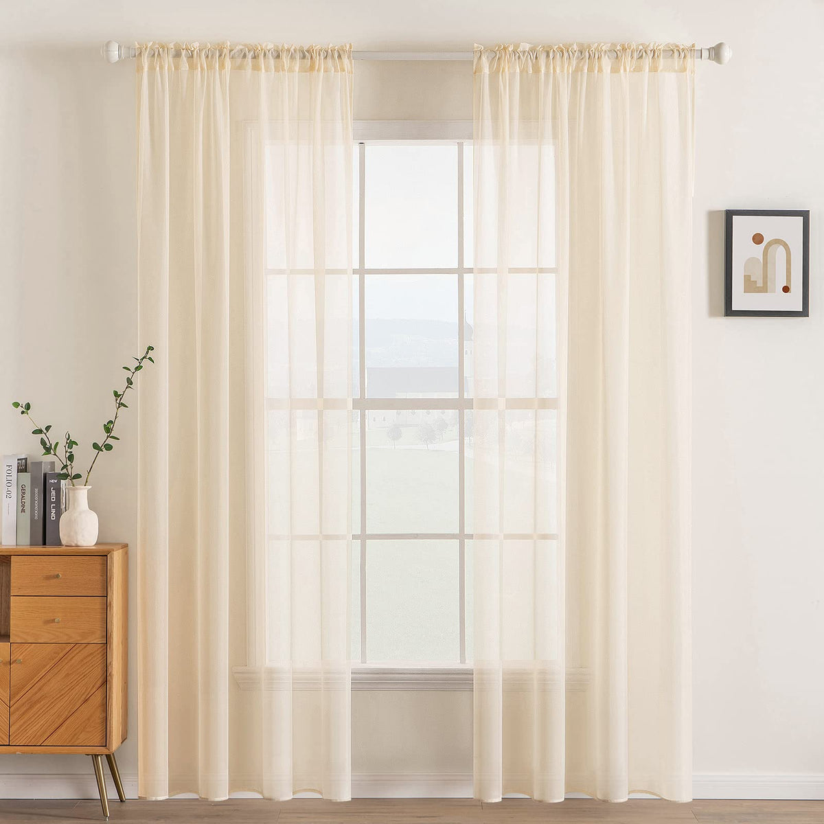 MIULEE 2 Panels White Sheer Curtains for Living Room 54 X 105 Inches
