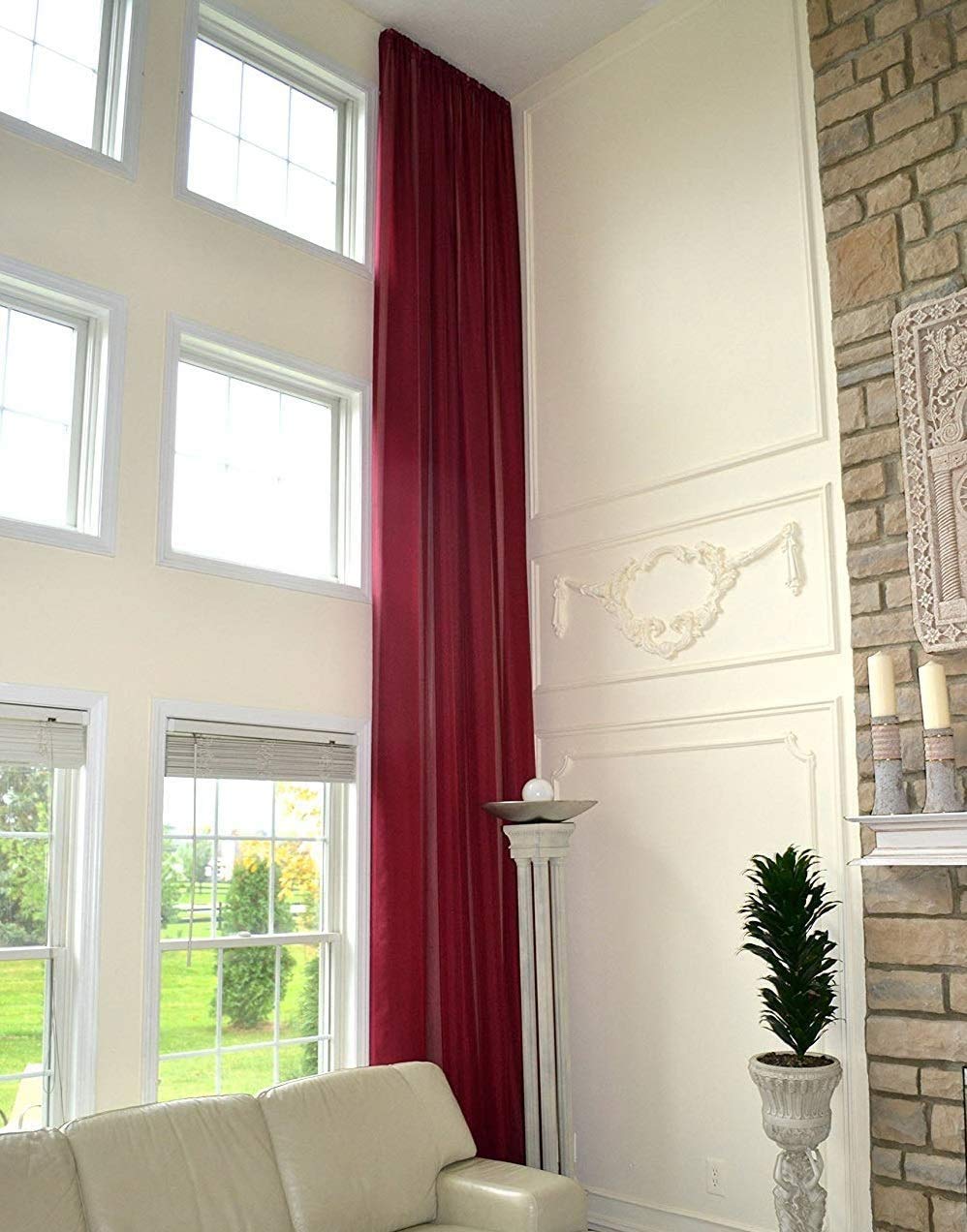 Ikiriska Extra Long Sheer Voile Curtain Sheer Voile with Pocket top (1 Panel) Custom Made (White, 9 ft)
