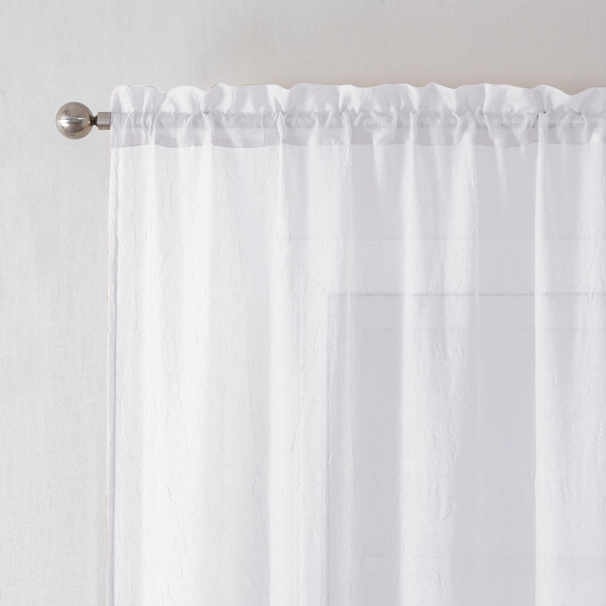 Chyhomenyc Crushed Sheer Navy Blue Curtains 84 Inch Length 2 Panels, Light Filtering Solid Crinkle Voile Lightweight Rod Pocket Sheer Curtian for Bedroom Living Room, Each 42Wx84L Inches