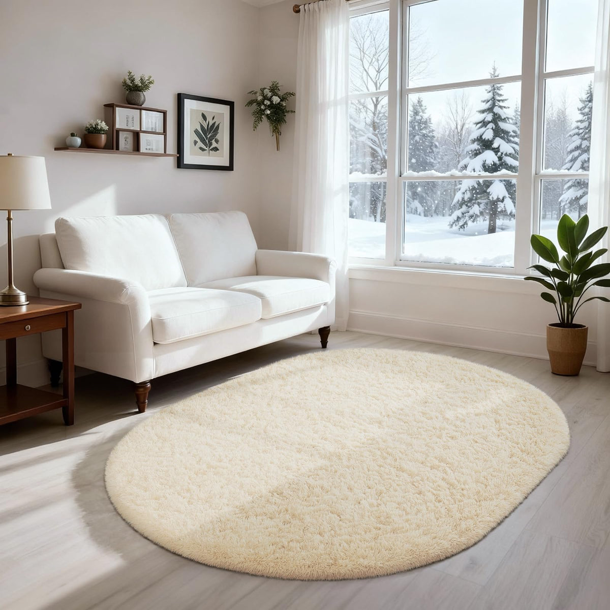 Ophanie 5x7 Area Rugs for Living Room Ivory, Fluffy Shag Large Fuzzy Plush Soft Rug, Shaggy Floor Big Carpets for Bedroom Nursery, Kids Home Decor Aesthetic with Over 99 pcs Pile fibers