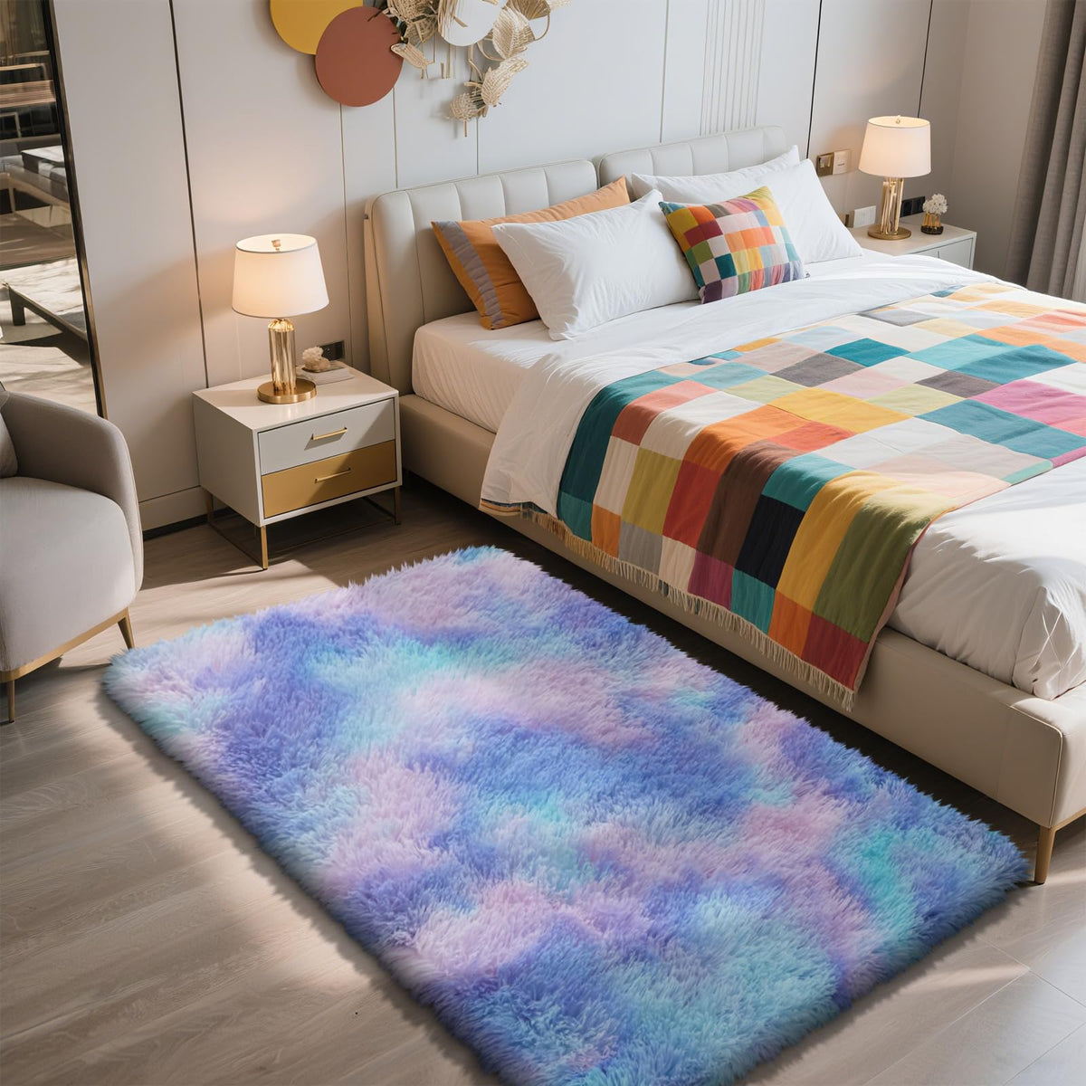 6x9 Black Fluffy Area Rug for Living Room,Large Shag Area Rugs for Bedroom