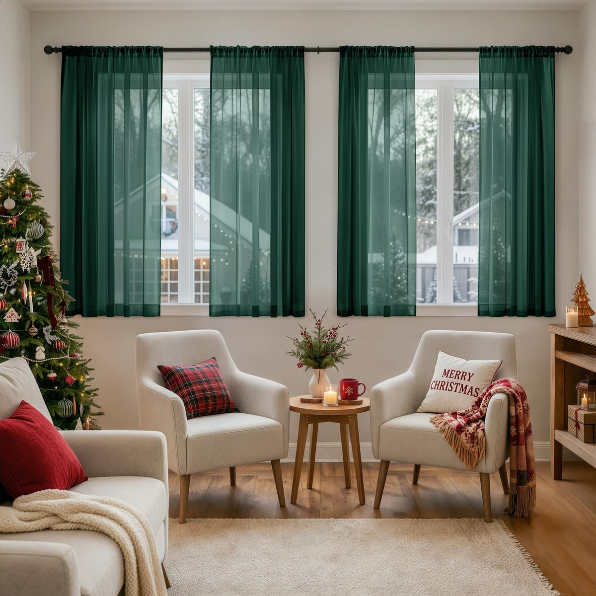 MIULEE White Sheer Curtains 84 Inches Long 4 Panels 42 x 84 Inches