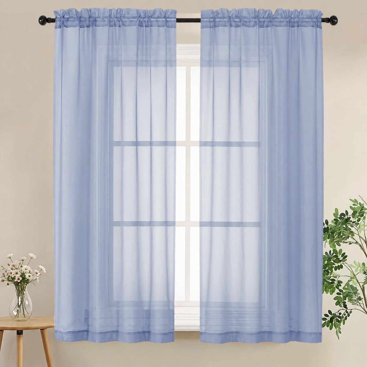 LIVEKID White Sheer Curtains 84 Inches Long 2 Panels - Light Filtering Breathable Voile Textured Sheer Curtains for Bedroom/Living Room, Rod Pocket Soft Elagant & Airy Solid Drapes, W42 x L84