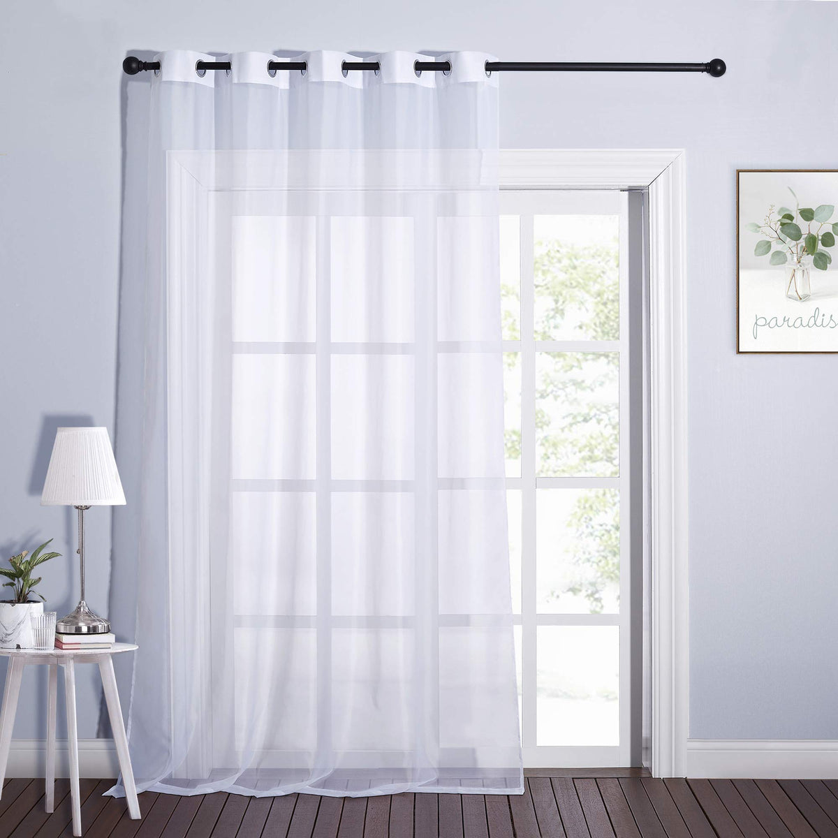 NICETOWN Living Room Window Curtain Extra Long & Wide, Grommet Casual Voile Sheer Airy Window Treatment Sweep to Floor for Sliding/French Door, Ivory, W100 x L108, 1 Panel