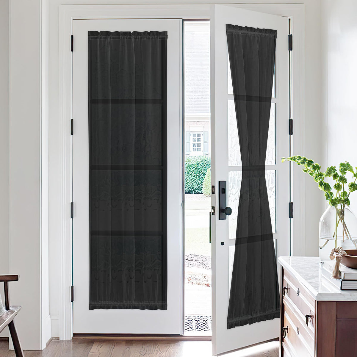 NICETOWN White 2 Panels French Door Curtains for Front Back Window Cover