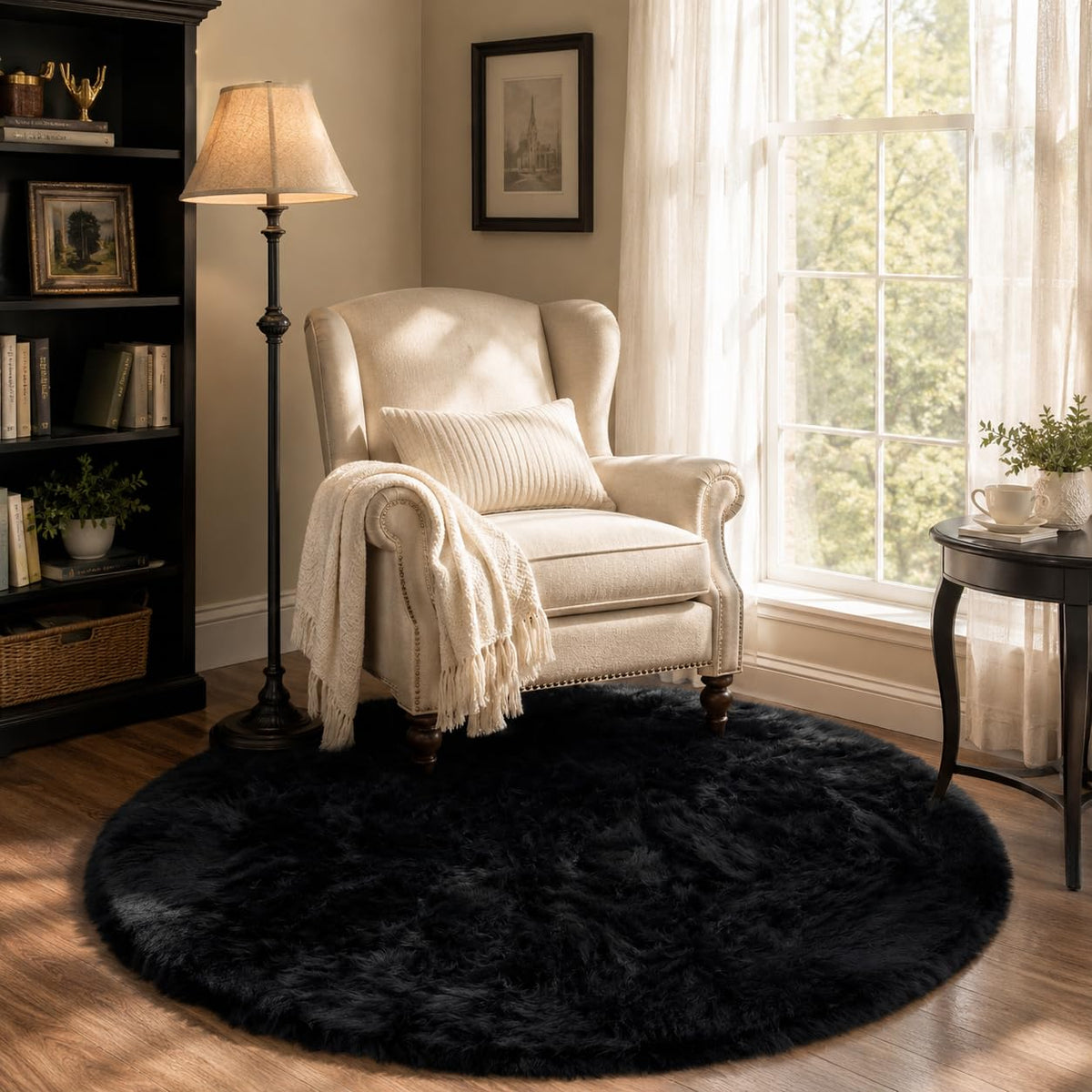 EasyJoy Ultra Soft Fluffy/Fuzzy Shaggy Area Rug Faux Fur Chair Cover Seat Pad for Bedroom Floor Sofa Living Room (2 x 6 ft Sheepskin, Beige)