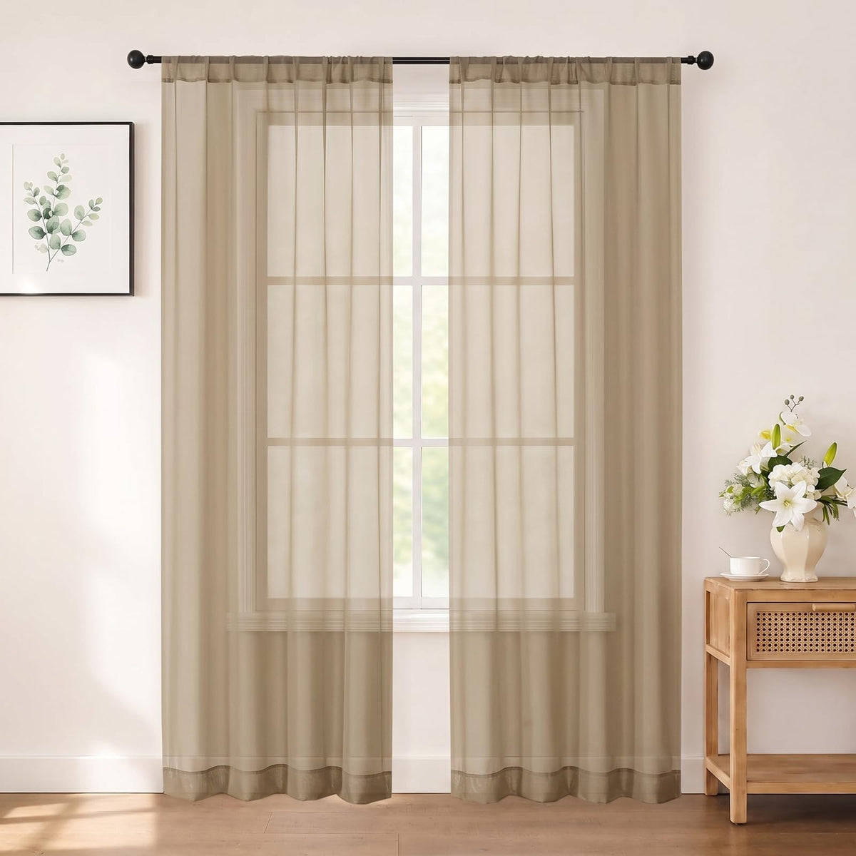 Chyhomenyc White Sheer Curtains 84 inch Long for Living Room, 2 Panels