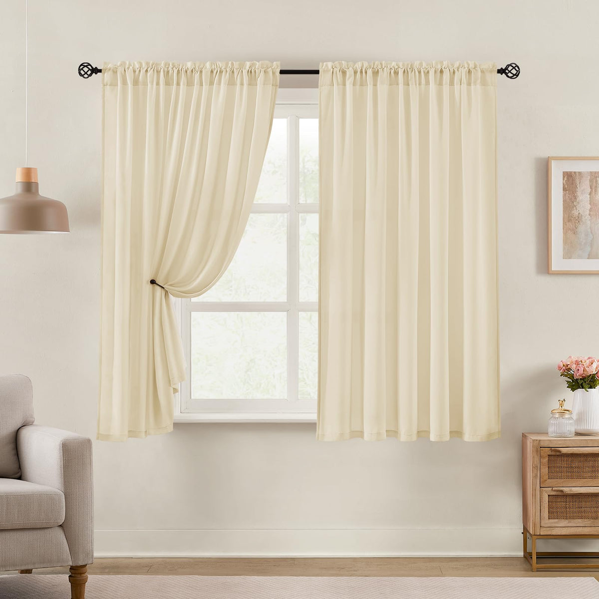 HOMEIDEAS Non-See-Through White Privacy Semi Sheer Curtains, 52 X 84 Inches