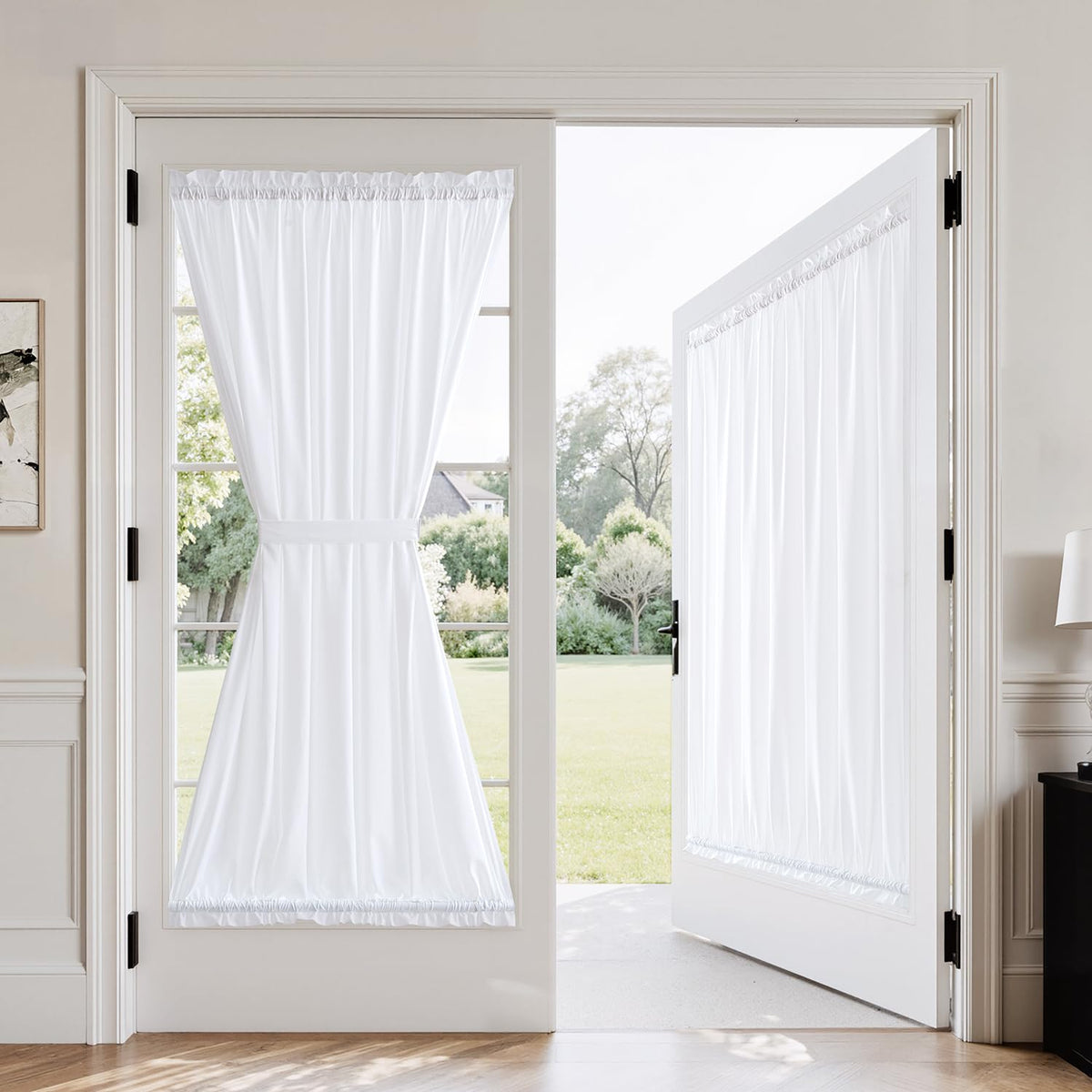 MIULEE Non-See-Through White Sidelight Curtains 2 Panels 26 x 72 inches