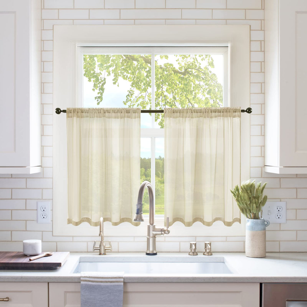 MIULEE 2 Panels White Sheer Curtains for Living Room 54 X 105 Inches