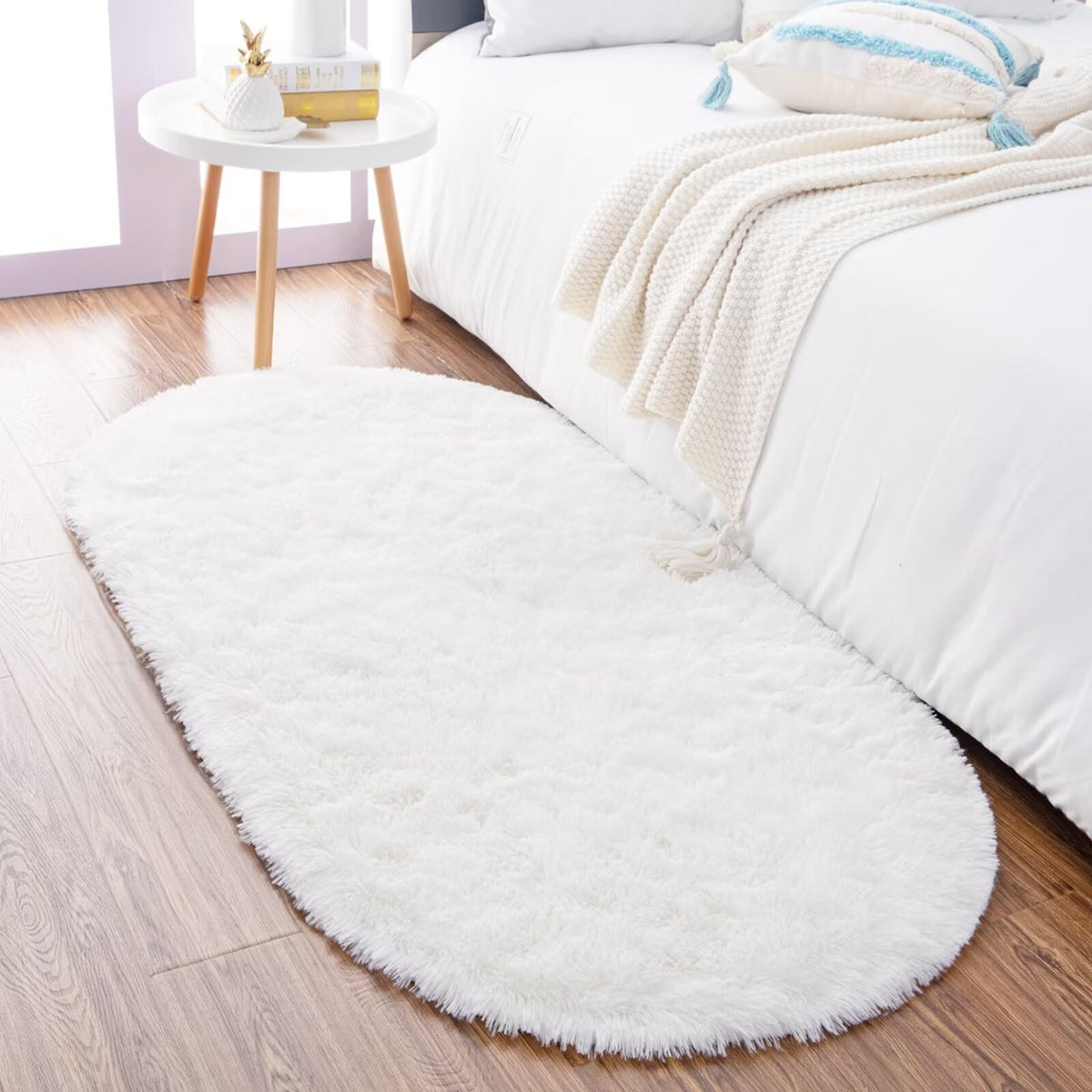 Noahas 2x6 Black Fluffy Soft Runner Rug Non-Slip for Bedroom Dorm Hallway