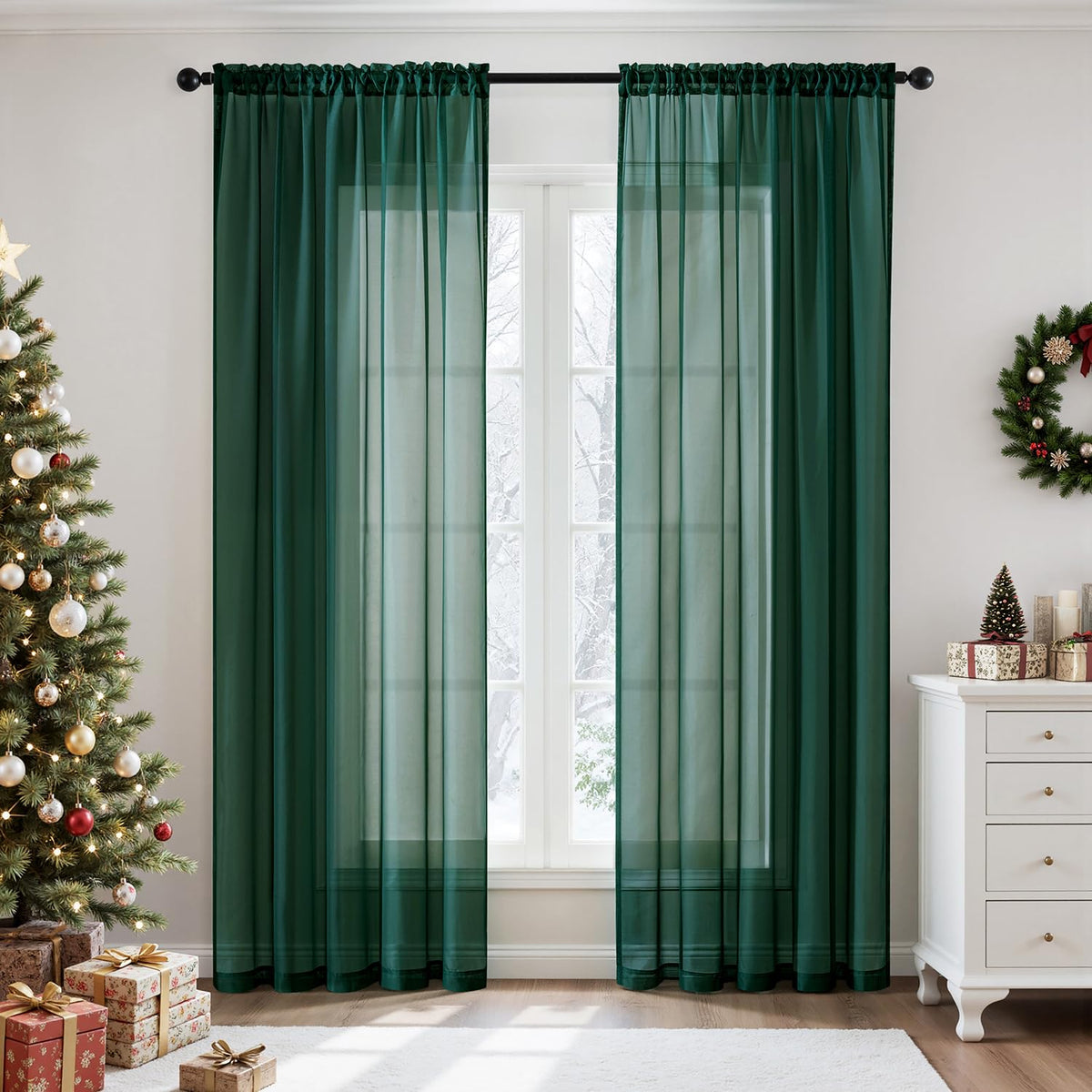 MIULEE 2 Panels White Sheer Curtains for Living Room 54 X 102 Inches
