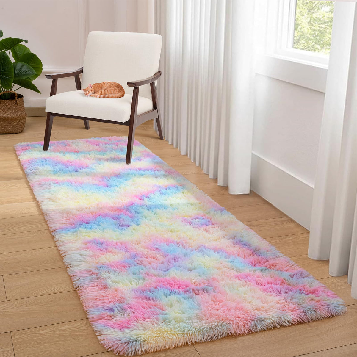 Softlife Rugs for Bedroom 4x5.3 Feet Purple Area Rug for Living Room Super Soft Shaggy Rugs for Dorm Fluffy Fuzzy Carpets Long Plush Bedside Rug Nursery Girls Boys Kids Room Home Christmas Decoration