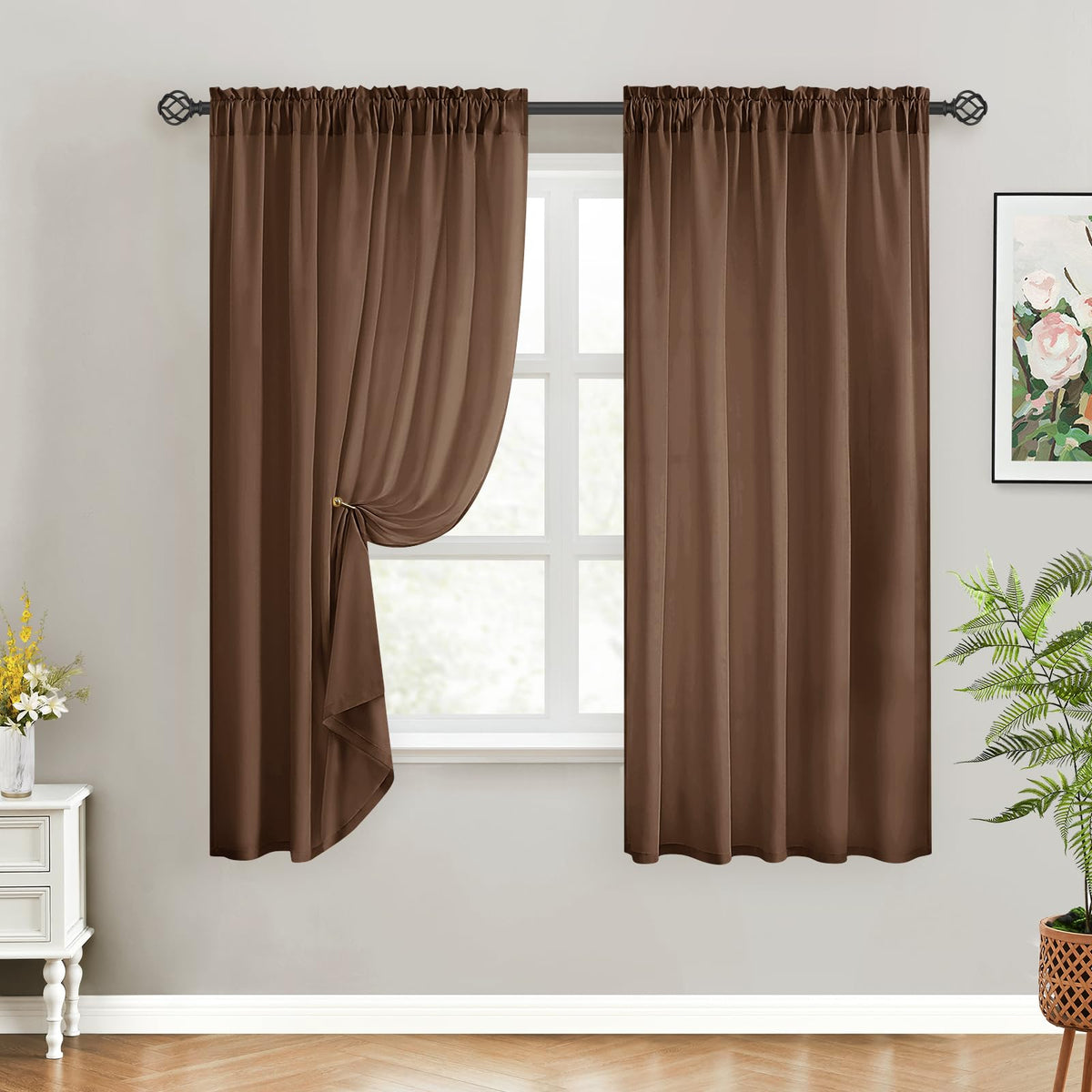 HOMEIDEAS Non-See-Through White Privacy Sheer Curtains, 52 X 96 Inches Long