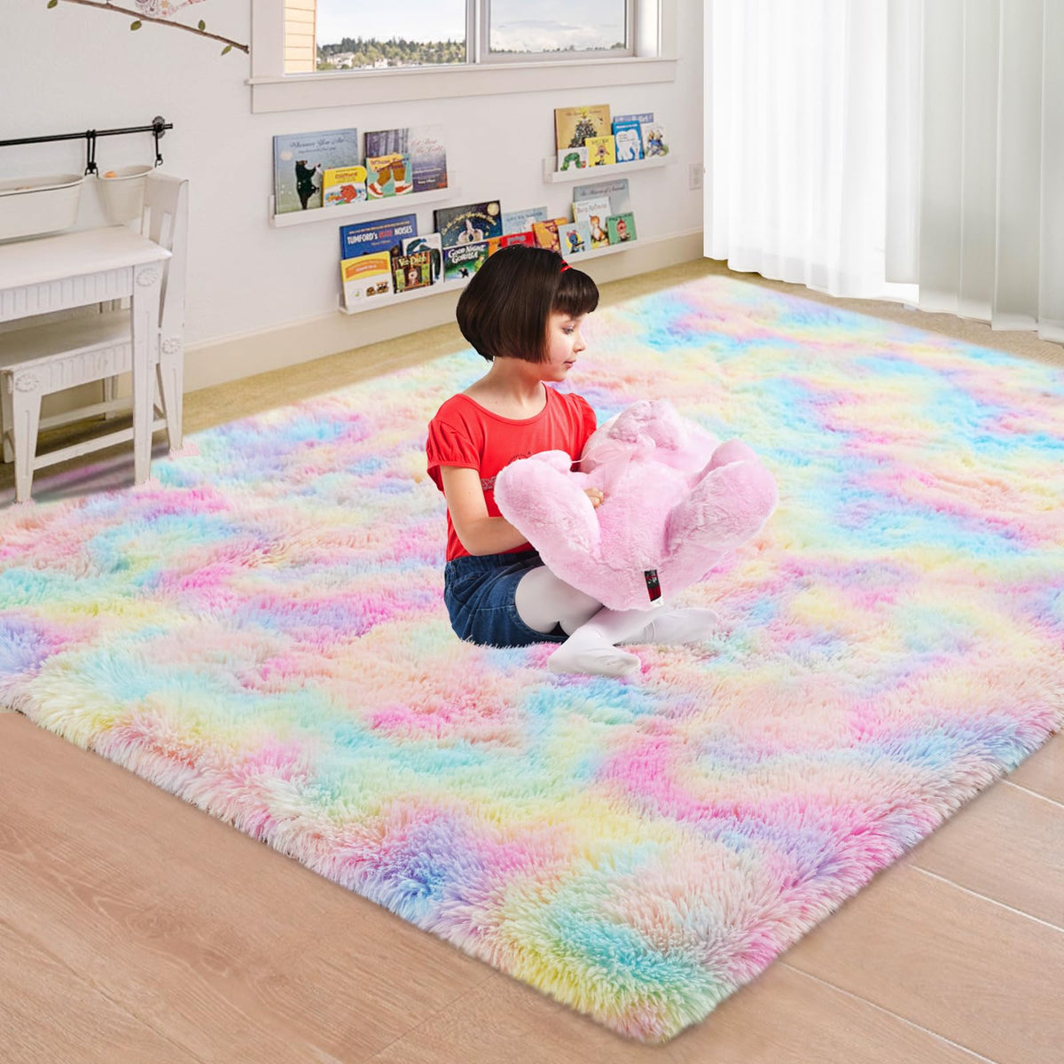 Fluffy Area Rug for Bedroom 5x7 Grey - Soft Shag Dorm Decor Carpet