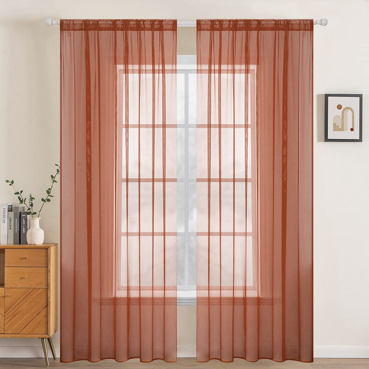 MIULEE 2 Panels White Sheer Curtains for Living Room 54 X 105 Inches