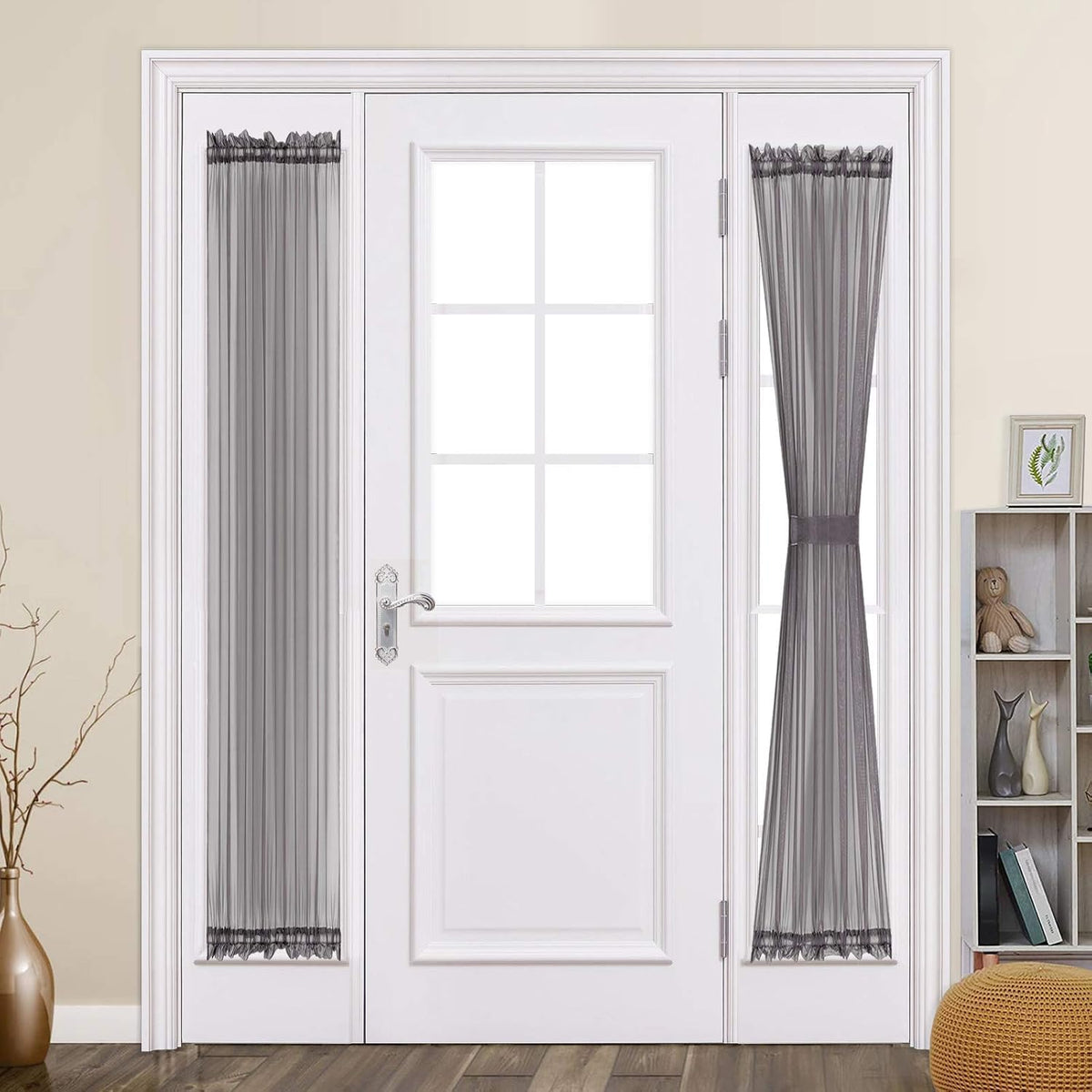 MIULEE White 54 Wide and 72 Inches Length French Door Sheer Curtains
