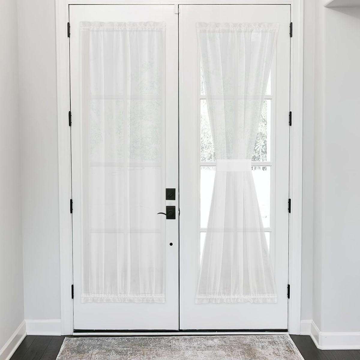 NICETOWN White 2 Panels French Door Curtains for Front Back Window Cover