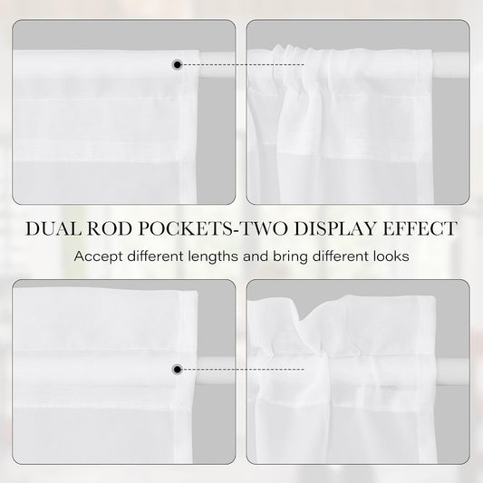 NICETOWN White 2 Panels French Door Curtains for Front Back Window Cover