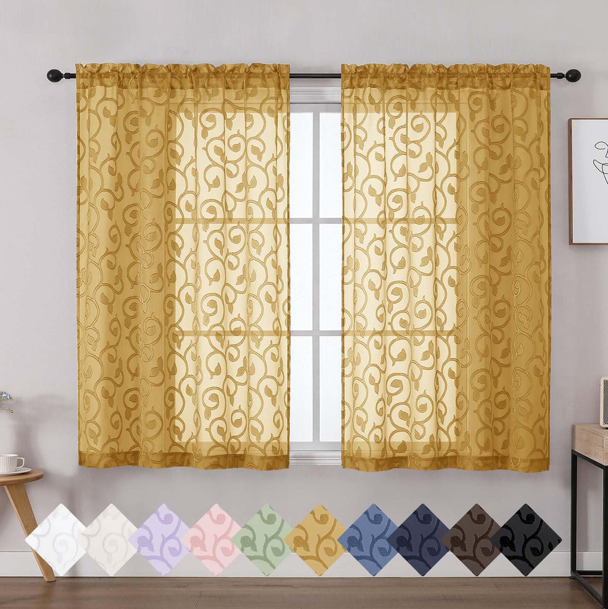 Dusty Blue Sheer Curtains for Bedroom Living Room 72 Inches Long 2 Panels Set, Soft Airy Geometric Jacquard Clip Curtains Drapes, Modern Rod Pocket Door Curtain, 2Pcs Each 42" Wx72 L Inch