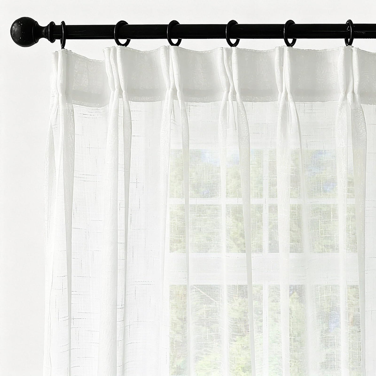 Off White Sheer Curtains 84 Inches Long Pinch Pleat Linen Textured Ceiling