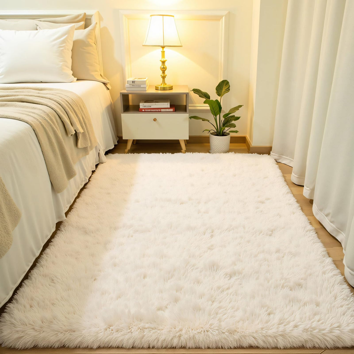 Softlife Rugs for Bedroom 4x5.3 Feet Purple Area Rug for Living Room Super Soft Shaggy Rugs for Dorm Fluffy Fuzzy Carpets Long Plush Bedside Rug Nursery Girls Boys Kids Room Home Christmas Decoration