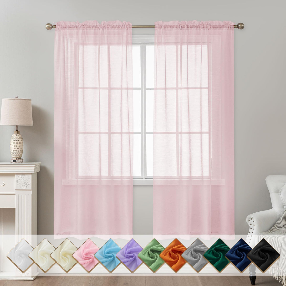 Natural Sheer Curtains 96 Inches Long Rod Pocket
