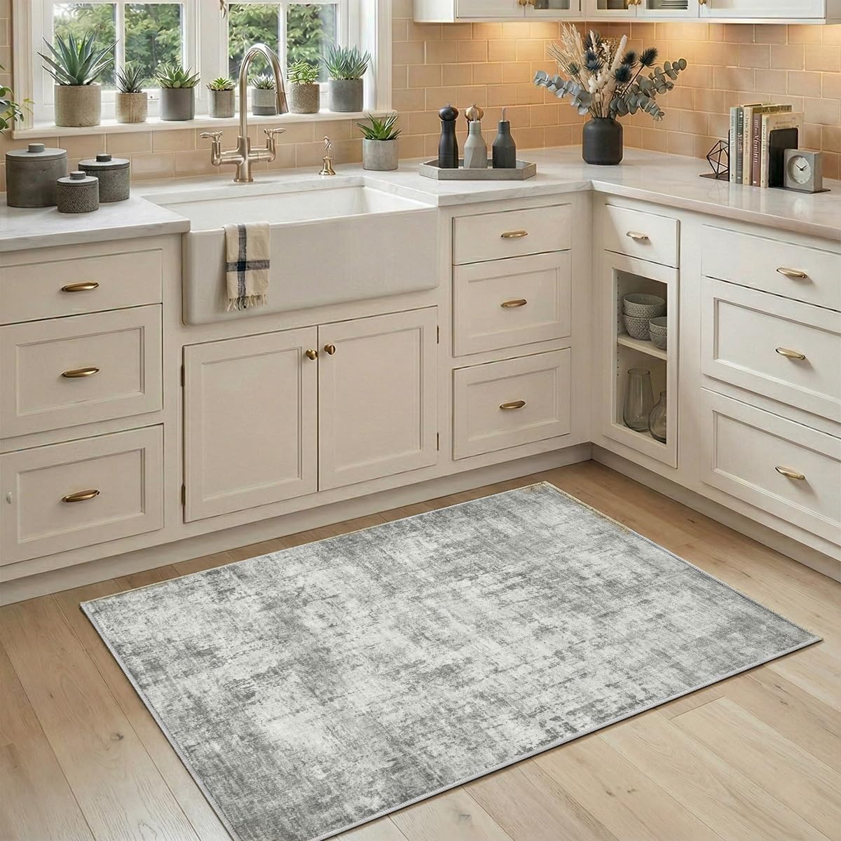 8x10 Area Rugs Living Room: Bedroom Vintage Washable Carpet Beige