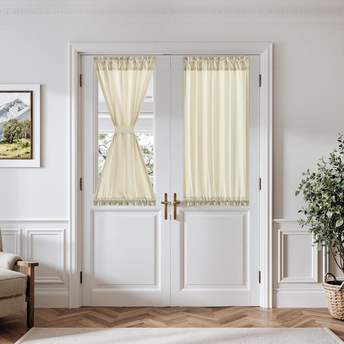 MIULEE Non-See-Through White Sidelight Curtains 2 Panels 26 x 72 inches