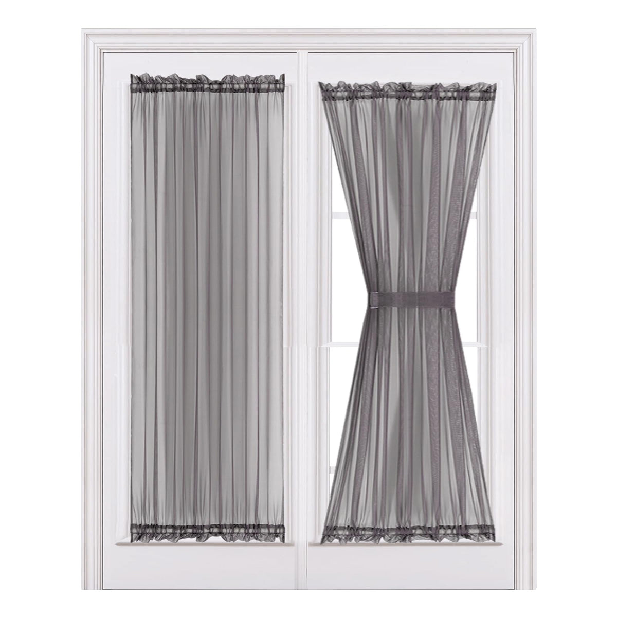 MIULEE White 54 Wide and 72 Inches Length French Door Sheer Curtains