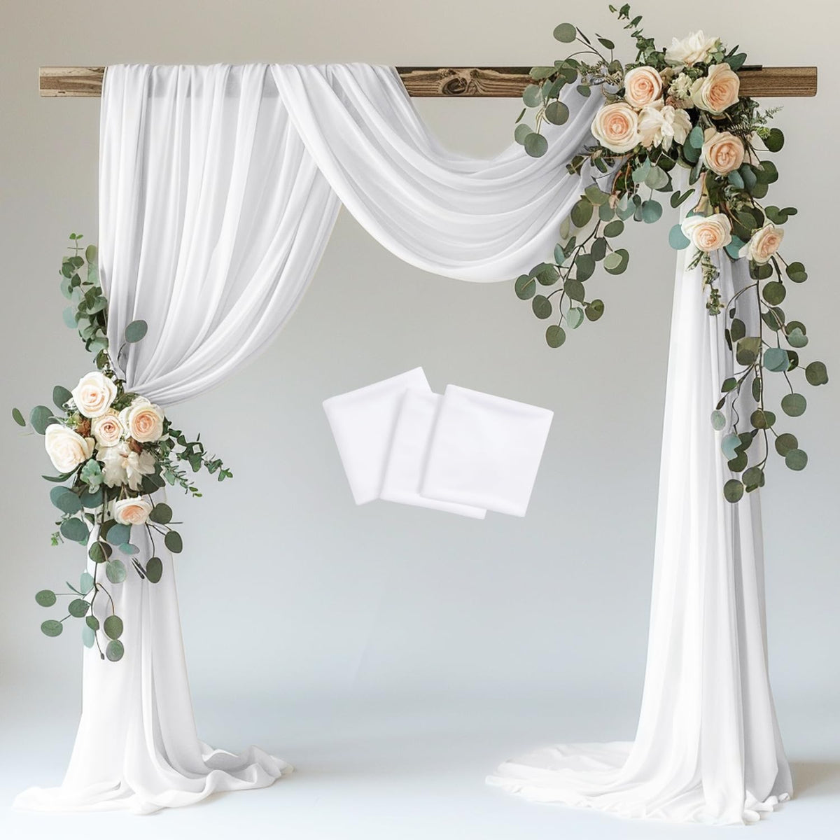 Wokceer White Wedding Arch Draping Fabric Backdrop Drapes Sheer 28.7"x 20FT