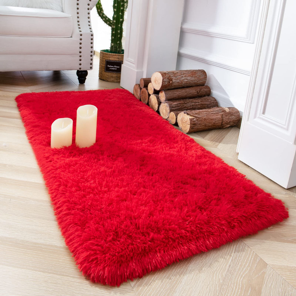 Chicrug Soft Runner Rug for Bedroom Living Room Plush Fluffy Rugs 2x6
