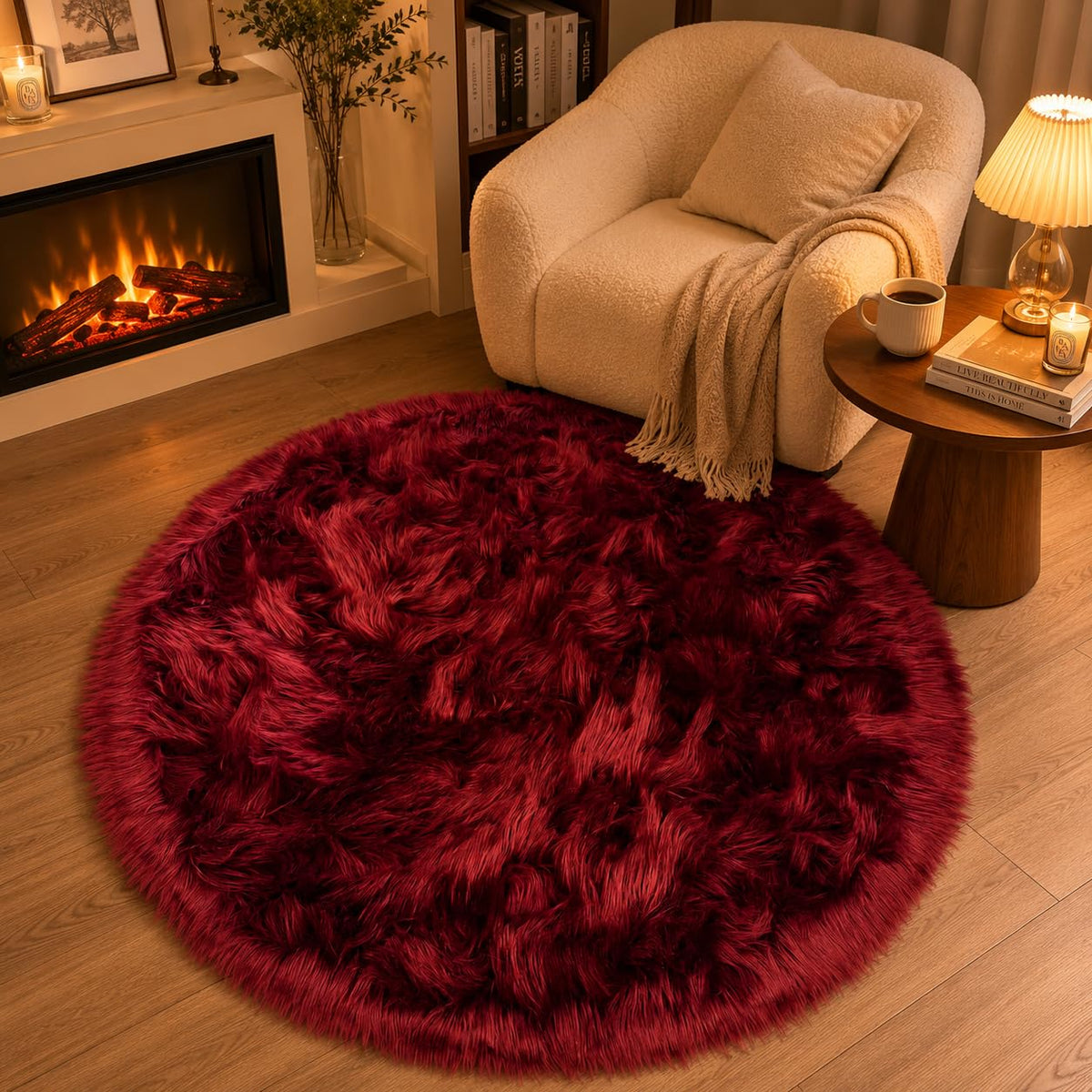 EasyJoy Ultra Soft Fluffy/Fuzzy Shaggy Area Rug Faux Fur Chair Cover Seat Pad for Bedroom Floor Sofa Living Room (2 x 6 ft Sheepskin, Beige)