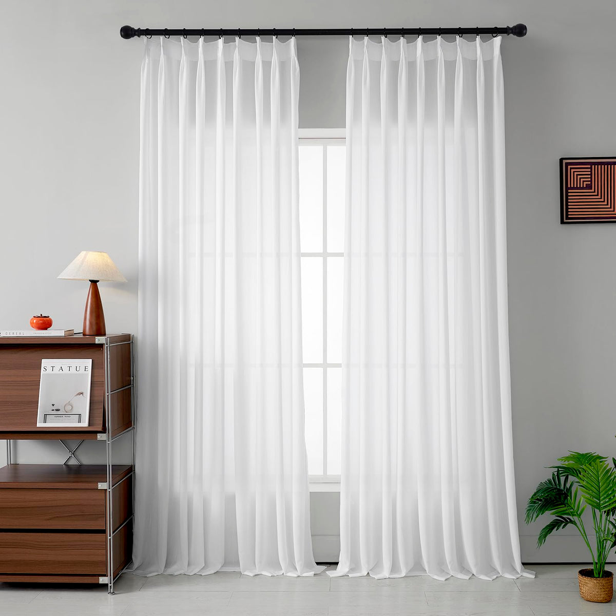 Sheer Curtains 120 inch Length for Living Room, 1 Panel, 52" W x 120" L