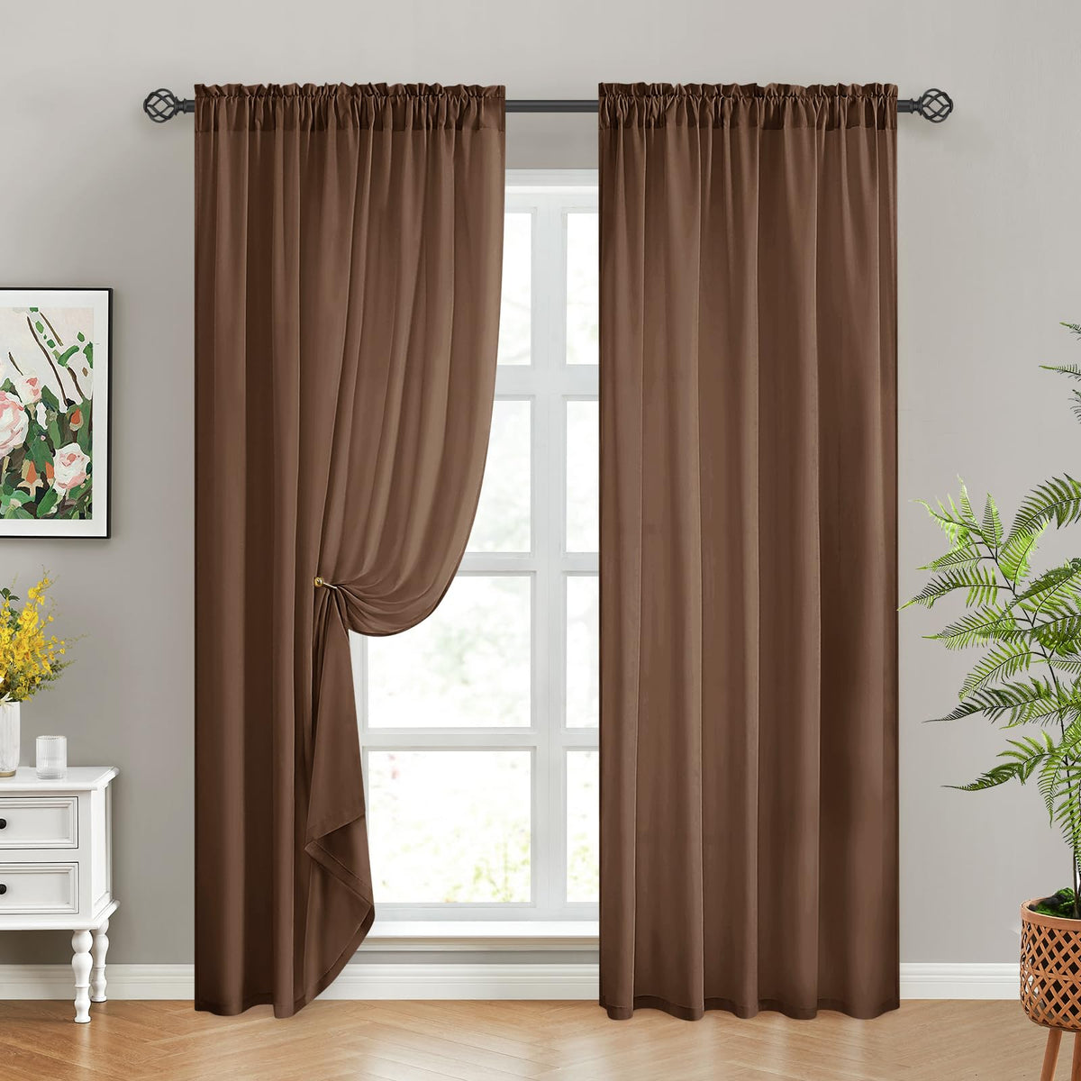 HOMEIDEAS Non-See-Through White Privacy Sheer Curtains, 52 X 96 Inches Long