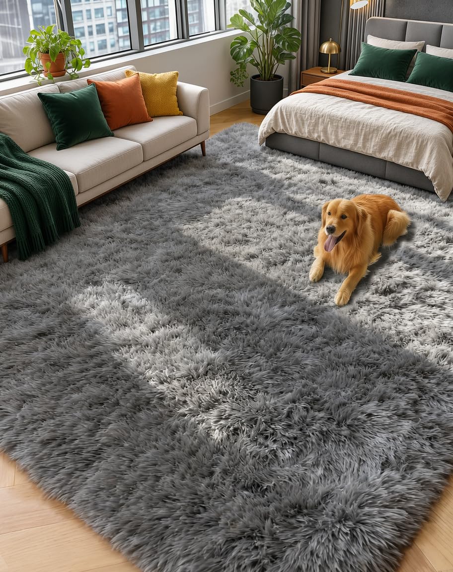 Rainbow Area Rugs for Girls Bedroom Fluffy Soft Vibrant Rugs Kids Playroom