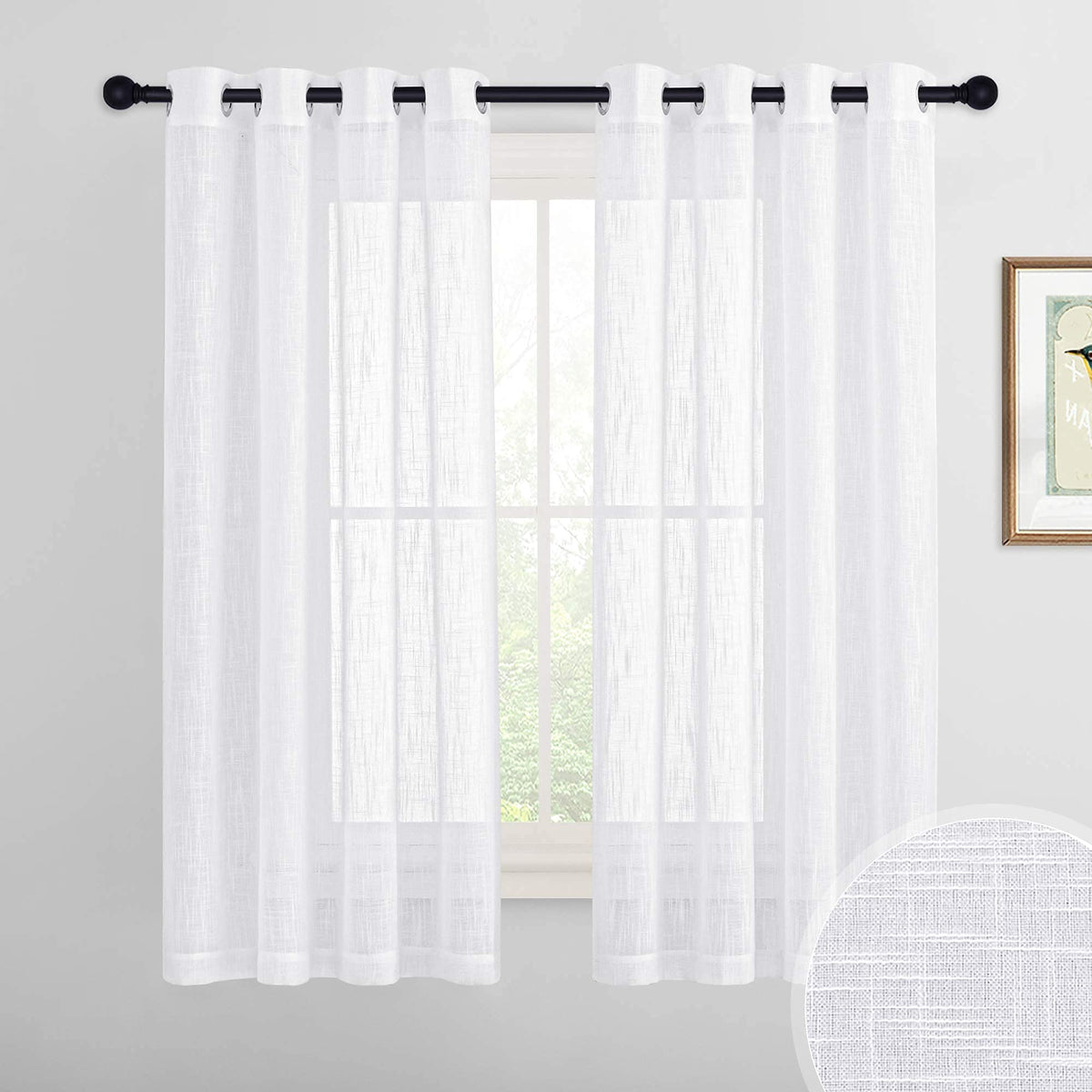 RYB HOME Sliding Patio Door Sheer Curtains, Extra Wide Room Divider Drape