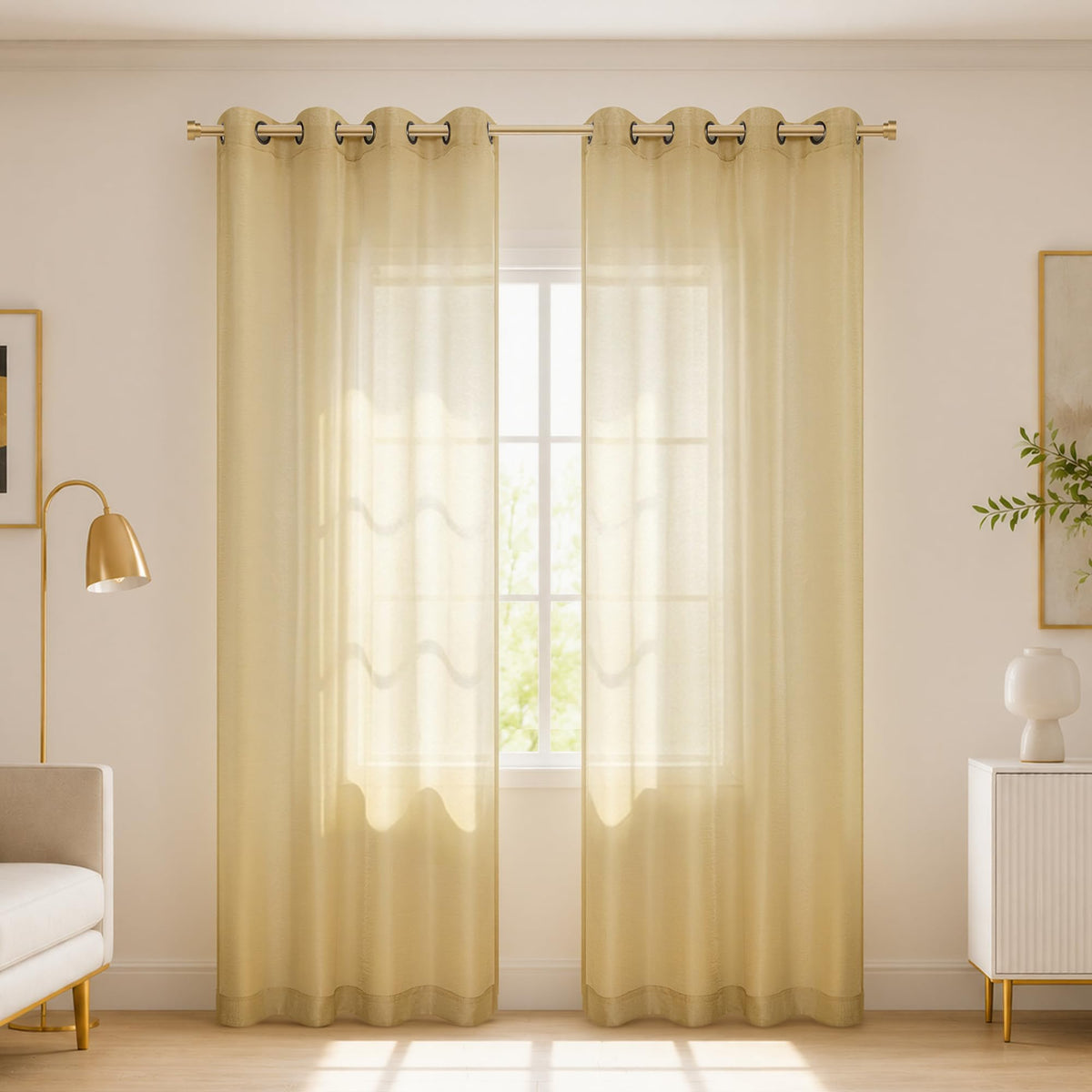 Mrs.Naturall Black Sheer Curtains 84 Inches Long for Living Room Set of 2 Panels Ring Grommet Window Curtain Panels for Bedroom 52x84 Inch Length