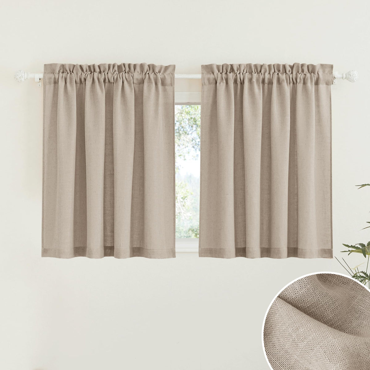 RYB HOME White Semi Sheer Curtains 84 inches Long for Living Room