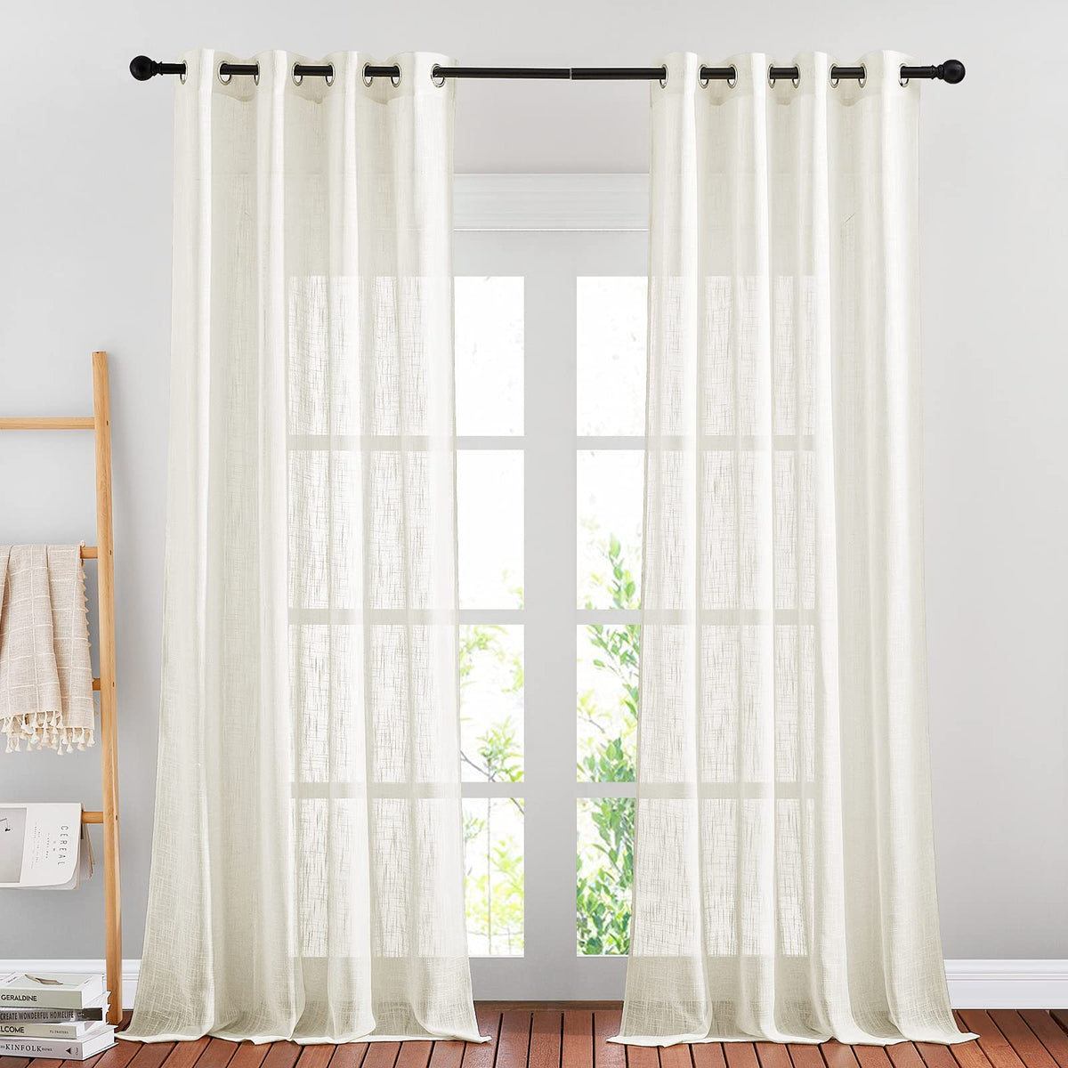 NICETOWN White Sheer Curtains for Windows 84 Inch Length, 52" W, 2 Panels