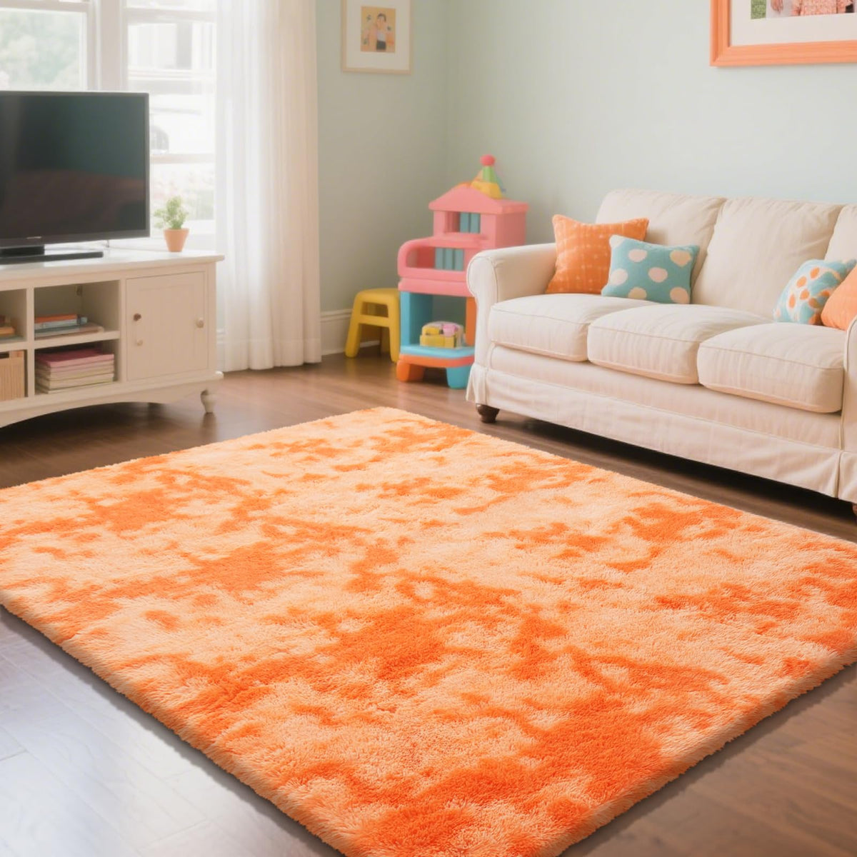 Beige 8x10 Area Rugs for Living Room, Fluffy Shag Rug Large Bedroom Carpet